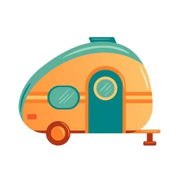 Camper van is depicted in this vector illustration, showcasing its sleek de.. Stock Illustration