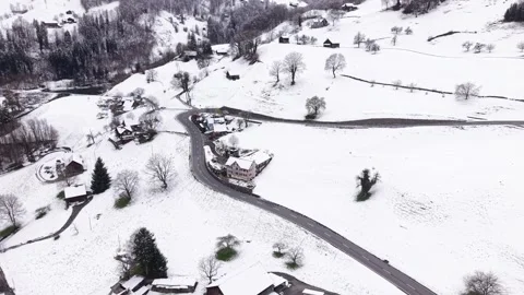 Camper Van Driving Mountain Road With Snowy Landscape Stock-Footage 331588128