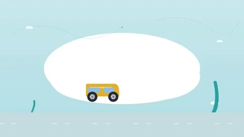 Camper Van Driving Through Flat Landscape - Teal Animation Vídeos de archivo 341486336