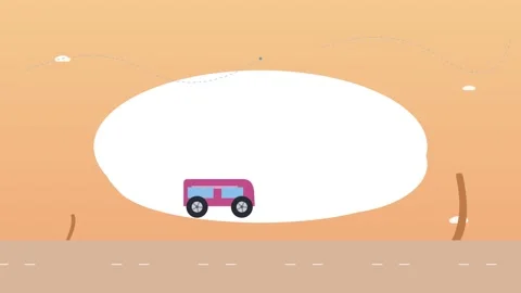 Camper Van Driving Through Flat Landscape - Sunset Animation 스톡 동영상 341486338