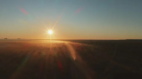 Camper Van Driving Through Remote Australian Desert Landscape Stock Footage 340598918