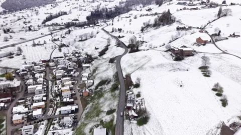 Camper Van Driving Uphill on Mountain Road With Snow Transition Видео 331588703