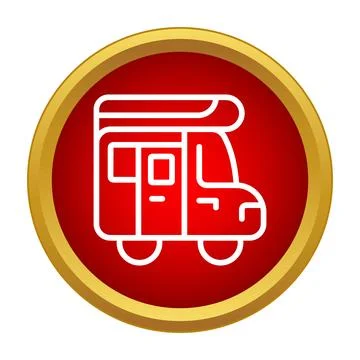 Camper van icon symbolizing recreational travel and vacation Stock Illustration