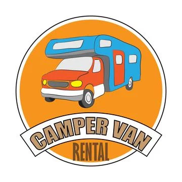 Camper  Van Illustration and Vector Sign Stock Illustration