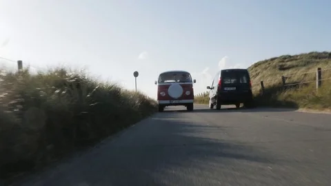 Camper van moving on the road Stock Footage 71566301