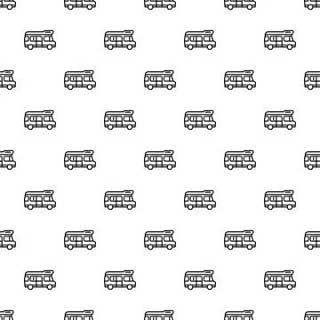 Camper van outline seamless pattern for travel background Stock Illustration
