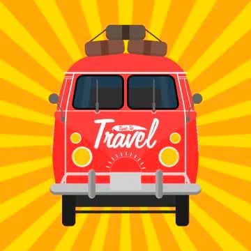 Camper van. Summer vacation. Stock Illustration