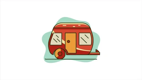 Camper vans motion animation icon design. travel vehicle animation in 4k 스톡 동영상 263202162