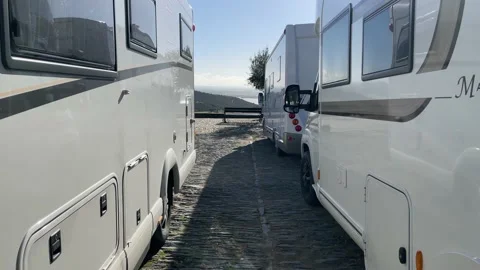 Campers in the parking with a great view. Stock Footage 237033482