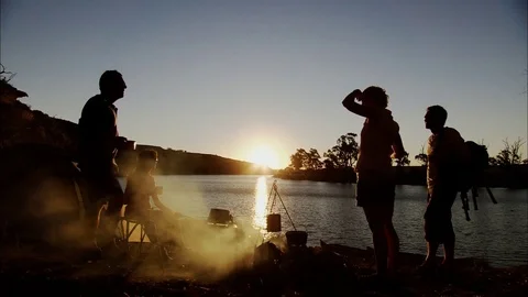 Campers By River Stock Footage 87007966