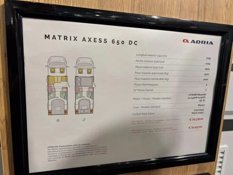 Campervan floor plan and specifications display Adria Stock Photos