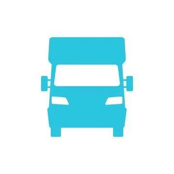 Campervan icon front view. Isolated on white background. From blue icon set. Stock Illustration