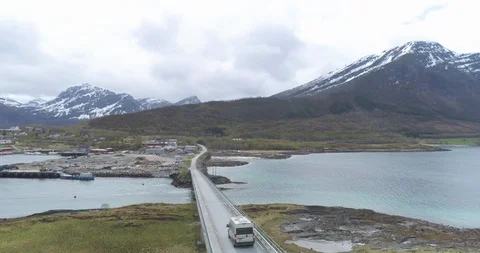 Campervan passing through bridge Stock Footage 85960872