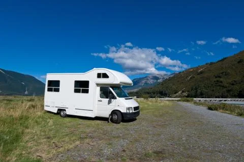 Campervan on a rest area Foto stock
