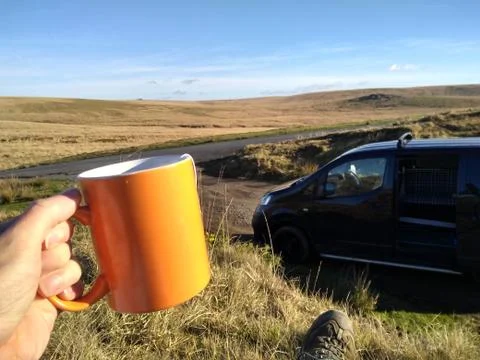 Campervan with view Stock Photos