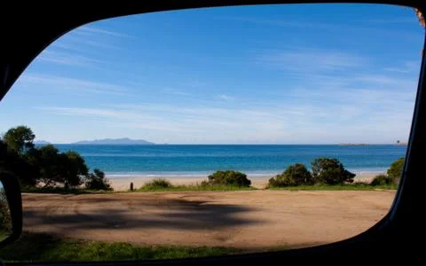 Campervan window view Stock Photos