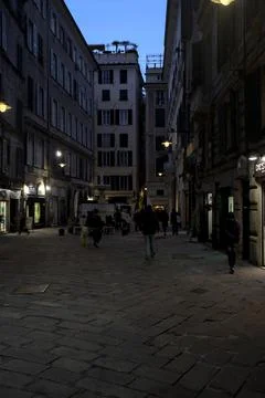 Campetto square at twilight Stock Photos