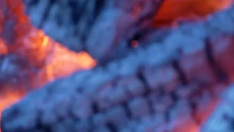 Campfire 4k, Flames Dance on Glowing Wood Fire, Focus In/Out Stock Footage 150599431