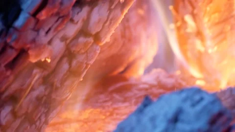 Campfire 4k, Flames Dance on Glowing Wood Fire, Slow Moving Camera Stock Footage 150599528