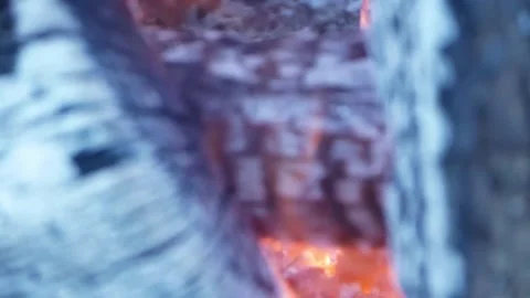 Campfire 4k, Flames Dance, Sparks Fly, Wood Coals, Handshot Stock Footage 150599382