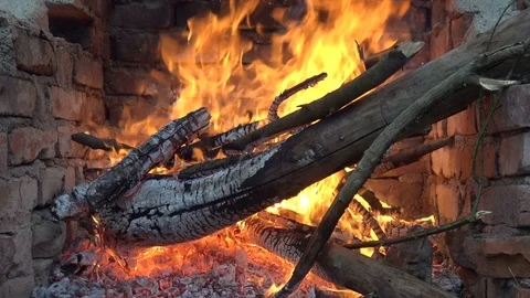 Campfire in abandoned building Stock Footage 101171638