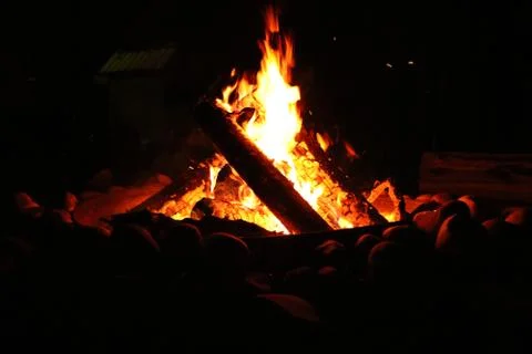 A Campfire Ablaze Stock Photos