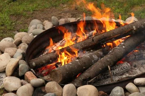 A Campfire Ablaze Stock Photos