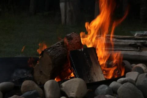 A Campfire Ablaze Stock Photos