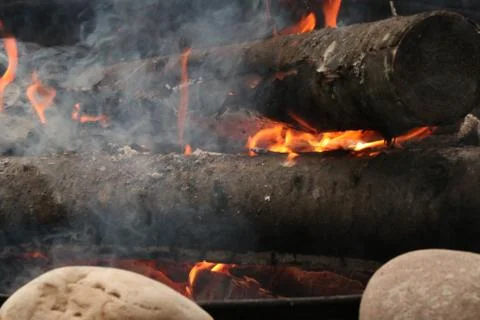 A Campfire Ablaze Stock Photos