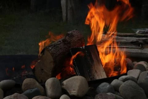 A Campfire Ablaze Stock Photos