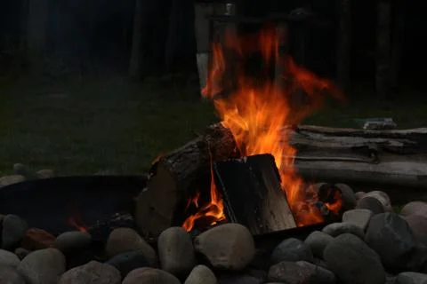 A Campfire Ablaze 写真素材