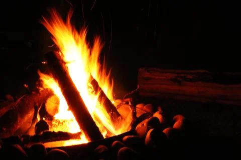 A Campfire Ablaze Stock Photos