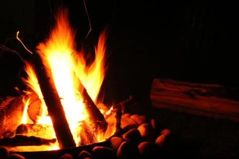 A Campfire Ablaze Stock Photos