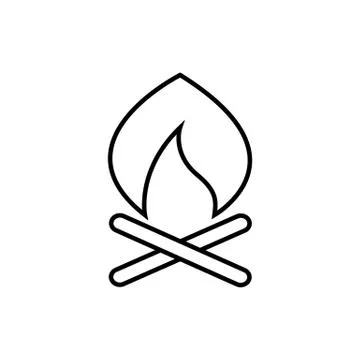 Campfire Adventure Thin Line Icon Design Stock Illustration