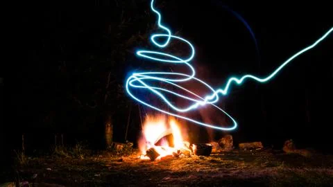 A campfire and light Stock Photos