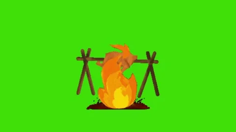 Campfire animation on green background Vídeo Stock 329970026