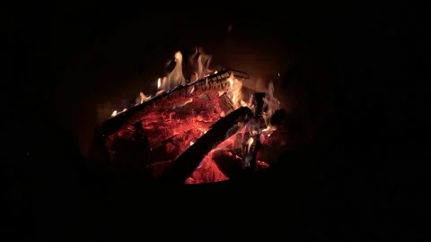 Campfire in a barrel to warm up in winter Stock Footage 235923265