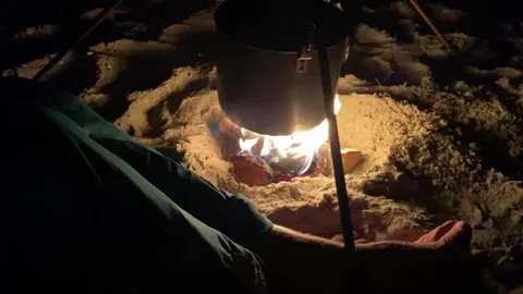 Campfire on the beach Stock Footage 156164658