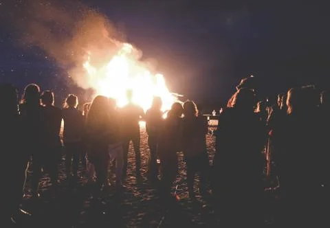 Campfire on the beach Stock Photos