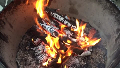 Campfire in a big pot Stock Footage 132598079