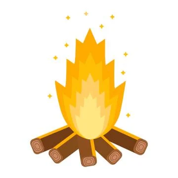 Campfire bonfire vector image. Fire and flame isolated symbol. Simple flat il Stock Illustration