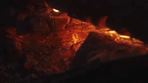 Campfire Burning Embers - Close-up, Take 3 - 120fps Stock Footage 131545150