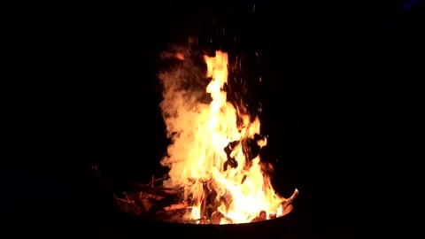 Campfire, burning fire close up  Stock Footage 244287785