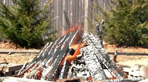 Campfire burning fire pit Stock Footage 10881208