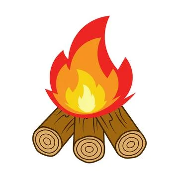 Campfire with Burning Logs Vector Illustration Stock Illustration