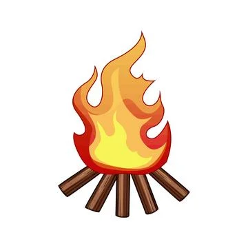 Campfire burning with warm bright flames Stock-Illustration