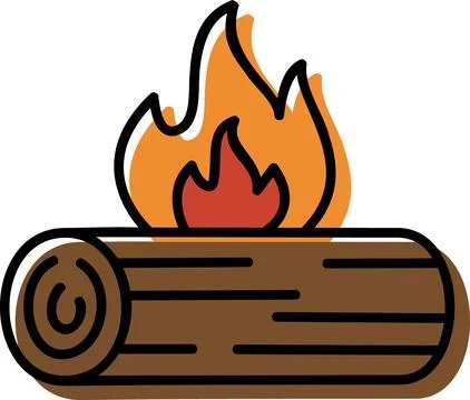 Campfire burning on wood logs icon Stock Illustration