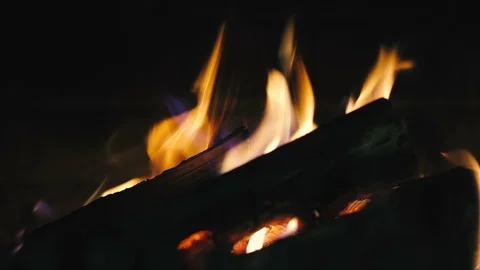 Campfire camp fire summer burning fire Stock Footage 94661224