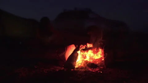 Campfire at Camp Site Stock Footage 138202225
