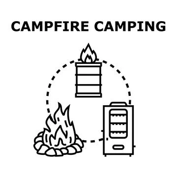 Campfire camping heat source option concept Stock Illustration